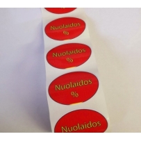 Lipnios etiketės "Nuolaidos %", 50 vnt.