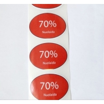 Lipnios etiketės "70% Nuolaida", 50 vnt.