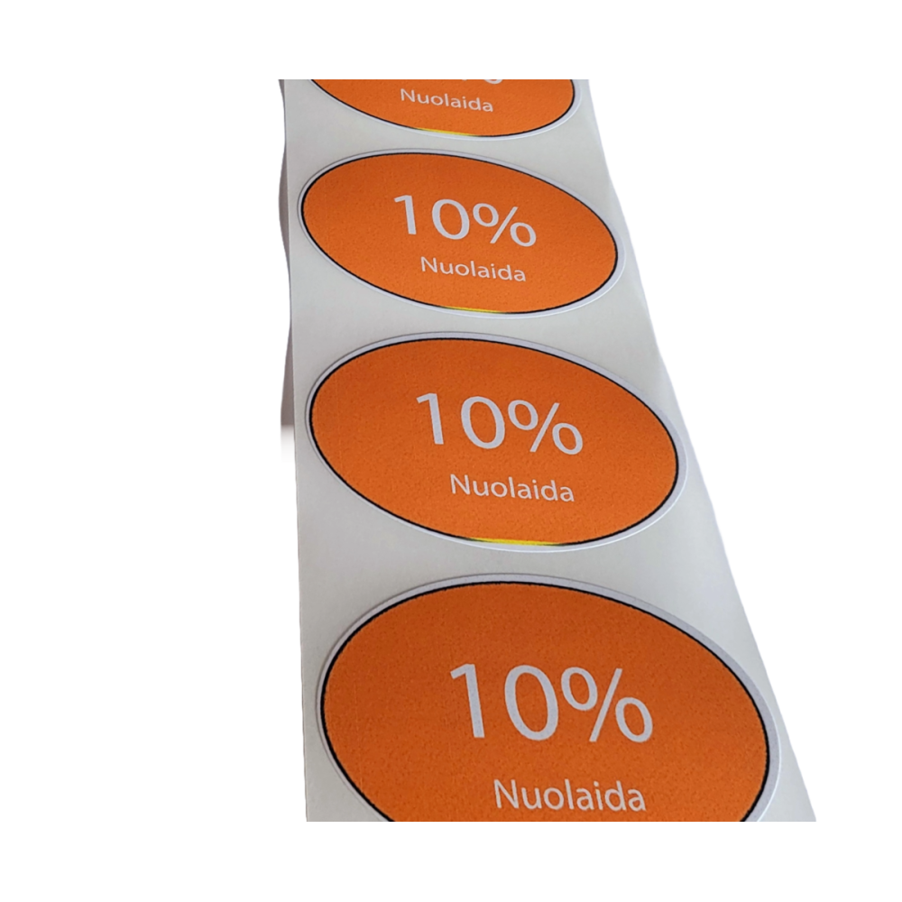 Lipnios etiketės "10% Nuolaida", 50 vnt.