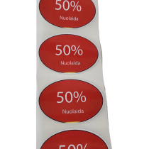 Lipnios etiketės "50% Nuolaida", 50 vnt.