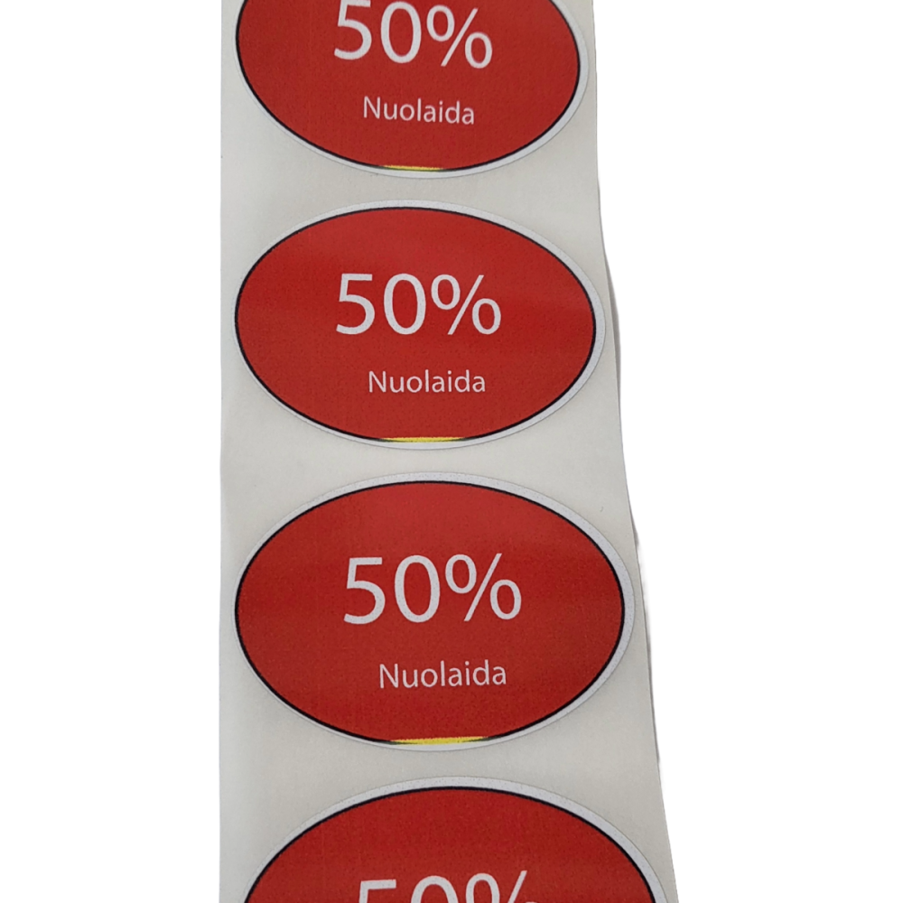 Lipnios etiketės "50% Nuolaida", 50 vnt.