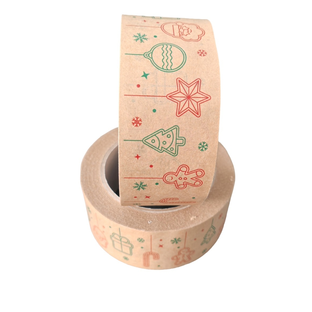 Lipni Kraft popierinė juosta Kalėdinė 48mm x 50m